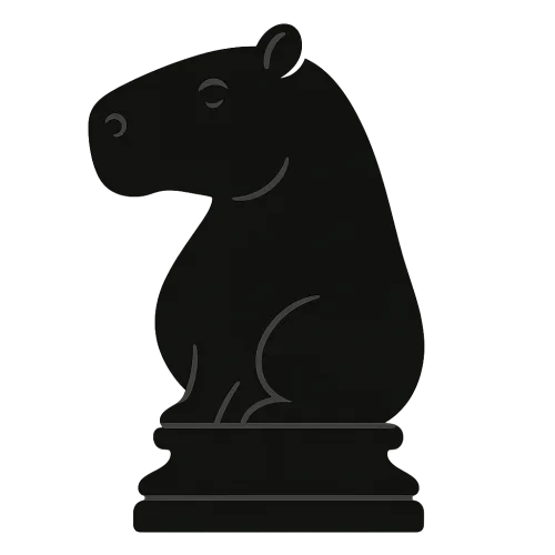 génère moi un cavalier du jeu d'échec mais en mode capybara (plein et de couleur noir)