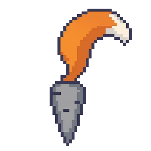 8bit pixel art style, large fox tail sprouting from the top of a grey carrot