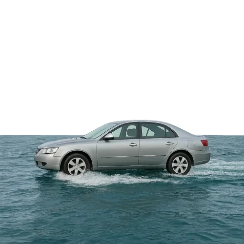 Car driving on the sea