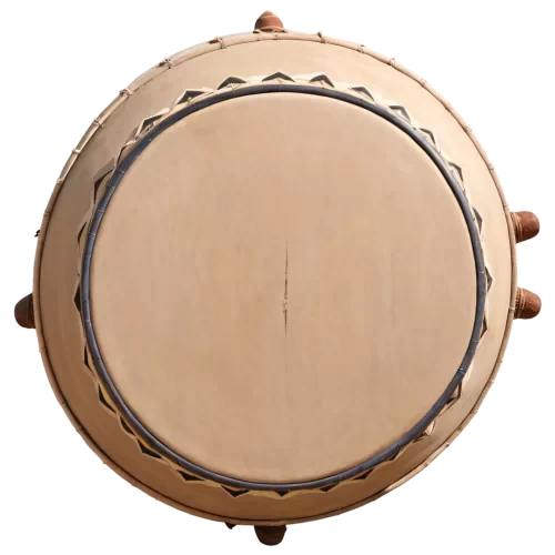 a beautifully decorated  detailed image of a traditional Indian Dhol drum , uhd, 128k