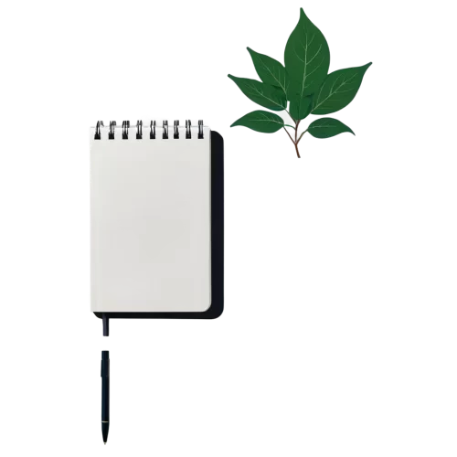 a modern flat icon showing a plain notebook with a small picture of a plant on the cover