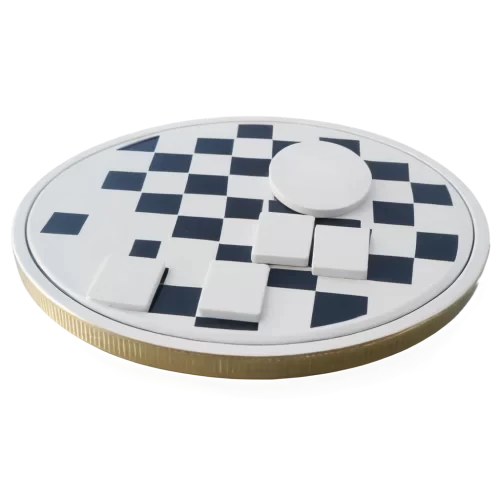 generate a checker game coin white top view