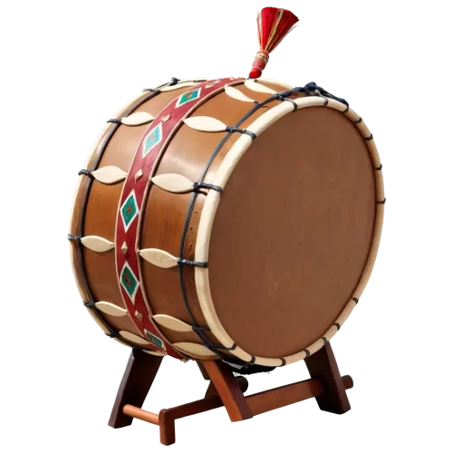 a beautifully decorated  detailed image of a traditional Indian Dhol drum , uhd, 128k
