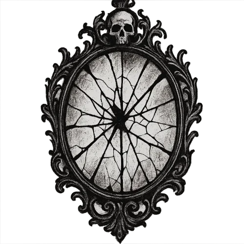 broken mirror gothic black ink art