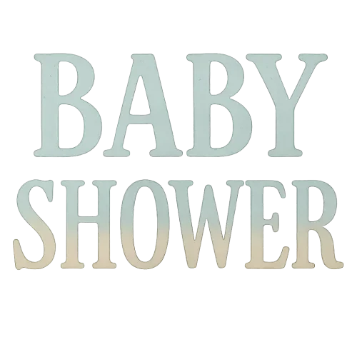 watercolor vintage hand-lettered text "BABY SHOWER", uppercase letters, soft pastel blue beige and brown tones, elegant baby style, gentle texture, hand-painted watercolor typography, transparent background, high quality