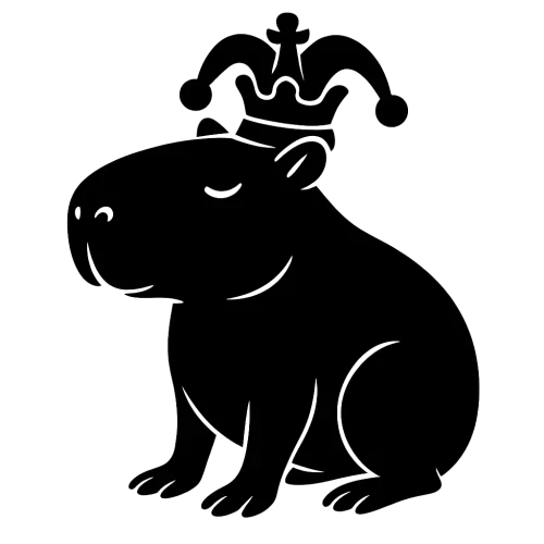 génère moi un fou du jeu d'échec mais en mode capybara (plein et de couleur noir)