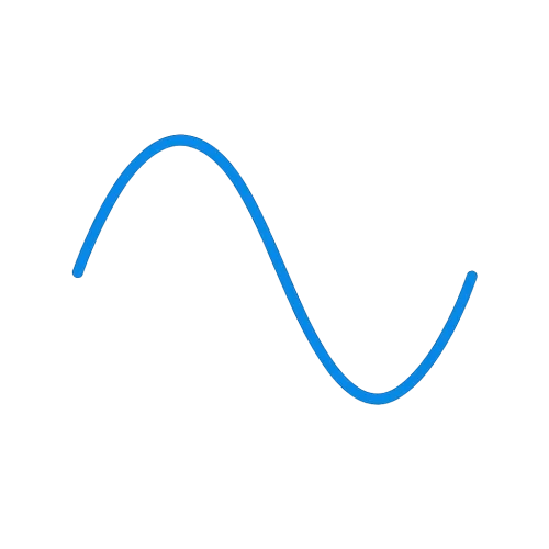 A blue single cycle sine wave