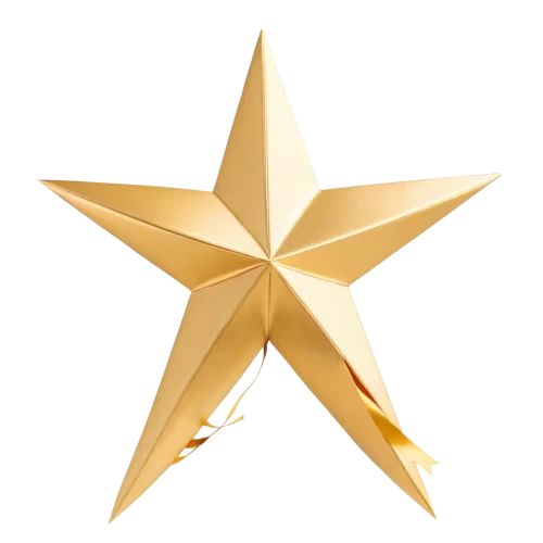 golden star with ribbons on both sides,