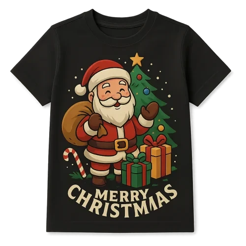 unique and eye catching and realistic t shirt design based on Christmas  for boys,