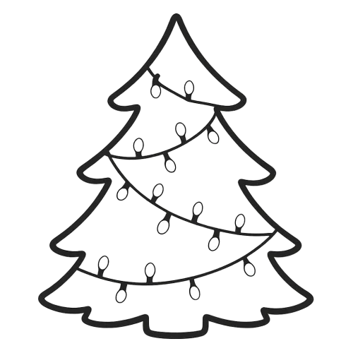 Christmas tree lights and black and white