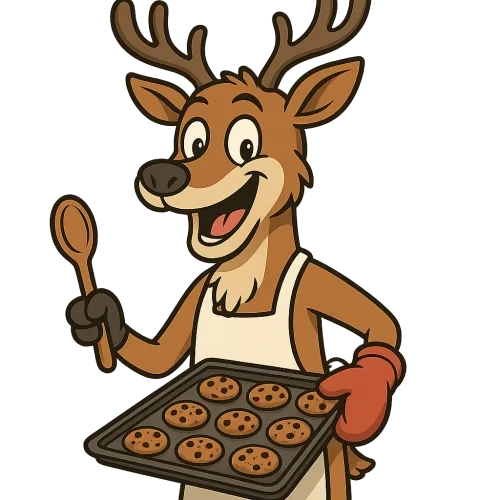 A DEER BAKING COOKIES FUNNY