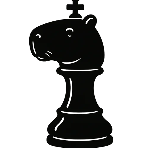 génère moi un roi du jeu d'échec mais en mode capybara en t'inspirant de celui pour le pion et le cavalier que tu m'as déja généré(plein et de couleur noir)