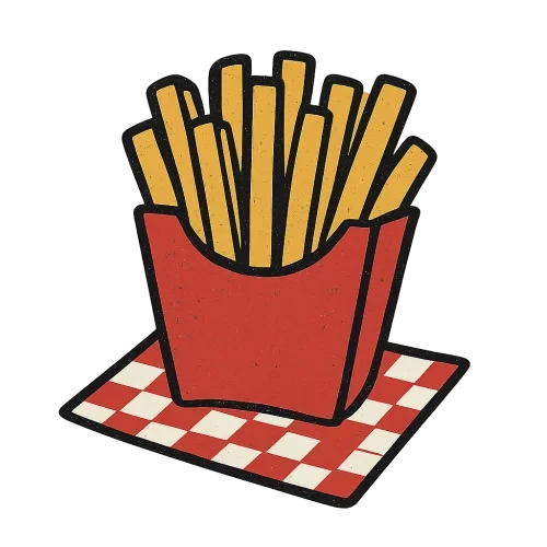 a retro fries on a red and white checkered sheet icon