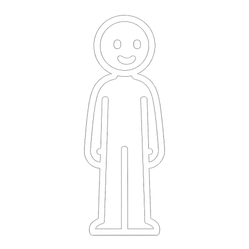 Minimalist flat vector stick-figure character, full body, simple design, calm expression, pure white color, standing alone, transparent background –transparent