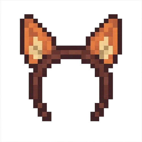 pixel art 8bit style, head band with large fox ears, no head, just the object