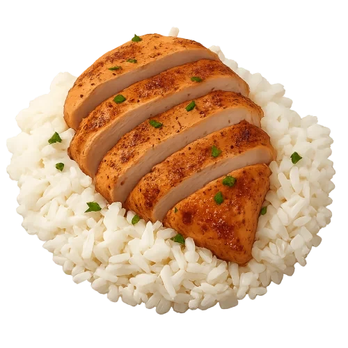 a image of chicken and rice