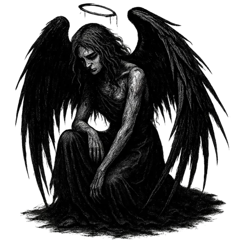 fallen angel gothic black ink art