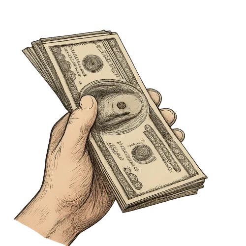 A hand holding money