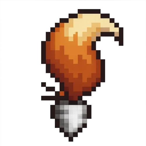 8bit pixel art style, large fox tail sprouting from the top of a small grey metal carrot and taking most of the picture space
