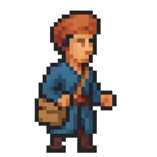 create a 32x32 pixel sprite of a young safavid courier