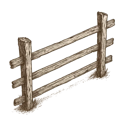 old fence, drawn style, transparent background, isometric view