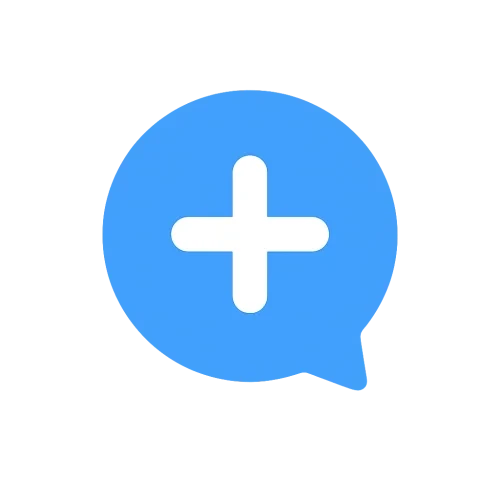 I want to generate an image of NewChat logo the theme should be blue and background color should be none and in the moddle of the image keep plus sign in white color, dont keep any written part only I want the logo