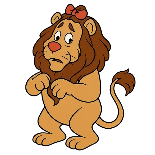 gimme a PNG of the cowardly lion from the wonderful wizard of oz and it should be a little cartoon style with no background