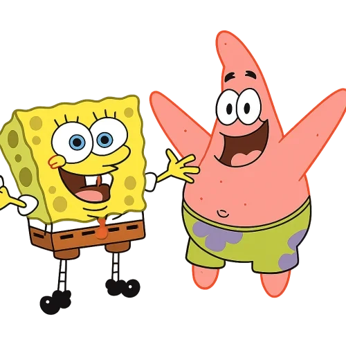 Spongebob and patrick with two hands