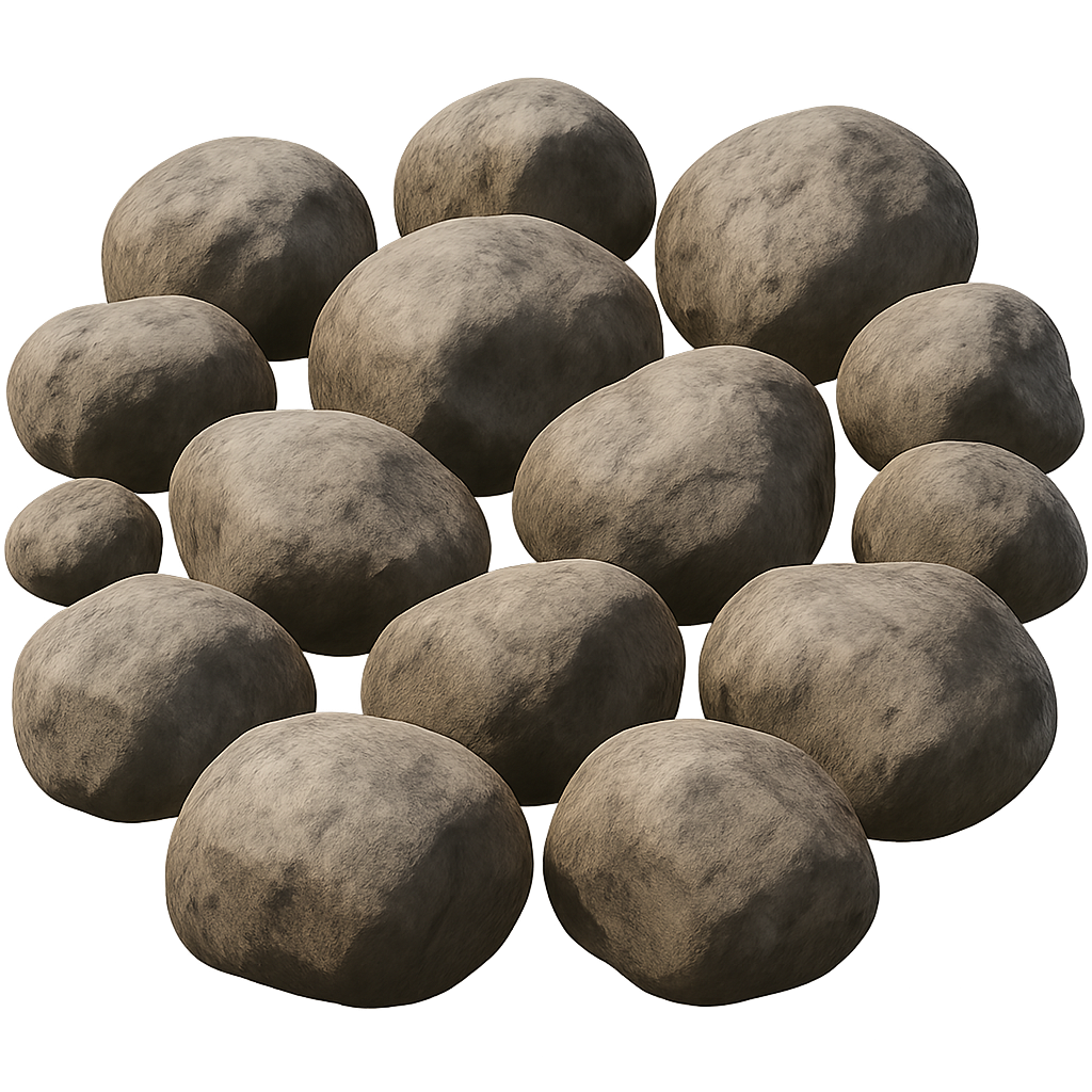 Muchas rocas abultadas