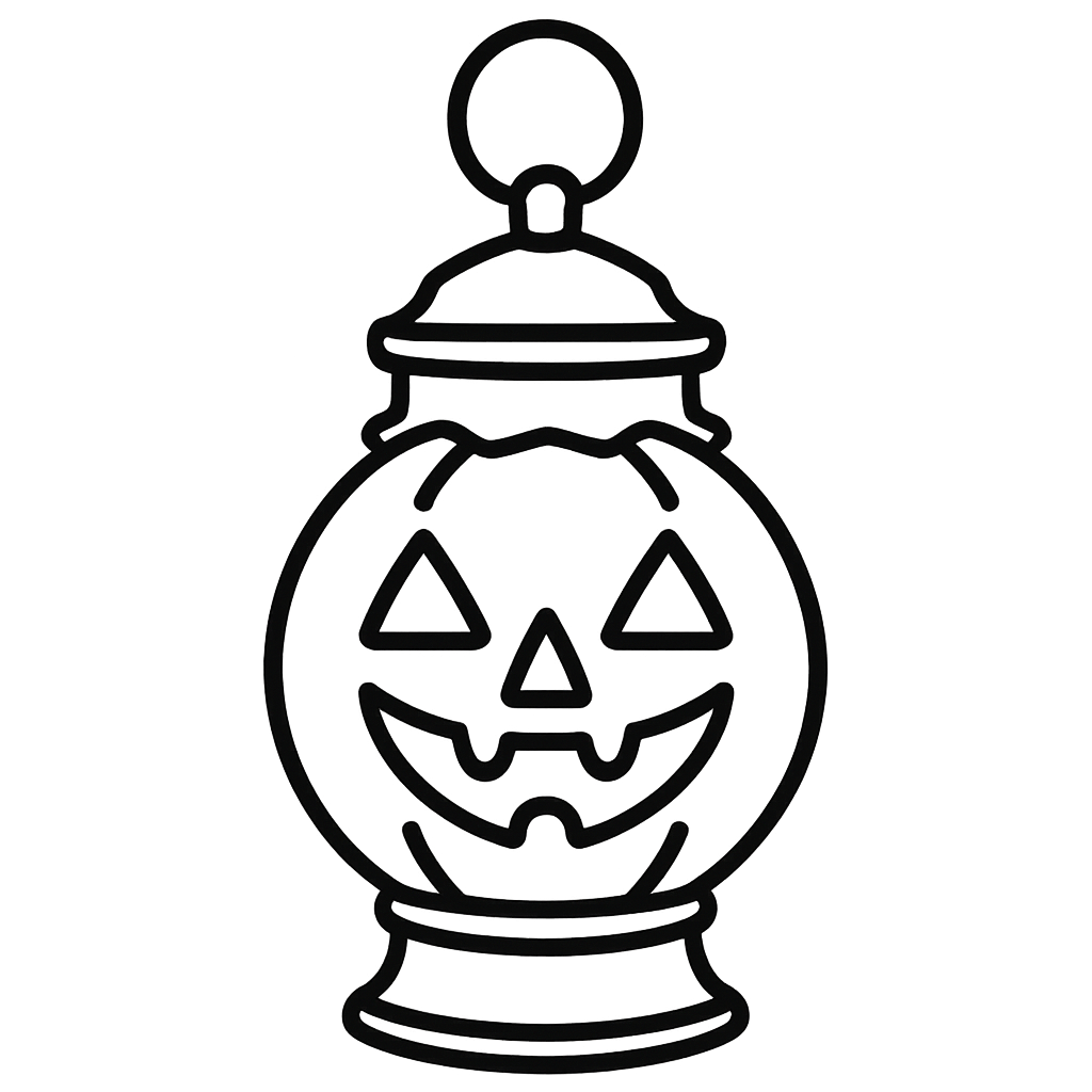 an outline of a spooky hanging halloween lantern