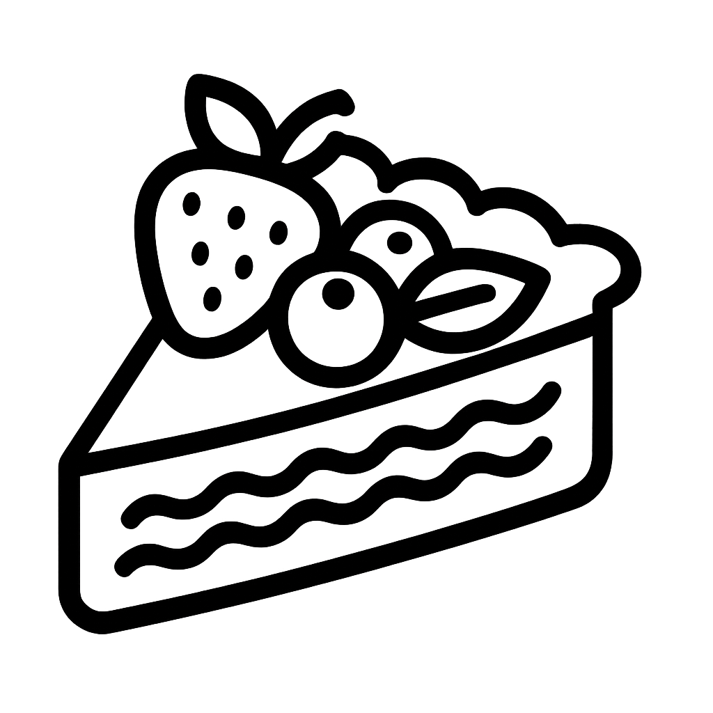 a piece of pie with some fruit on top icon